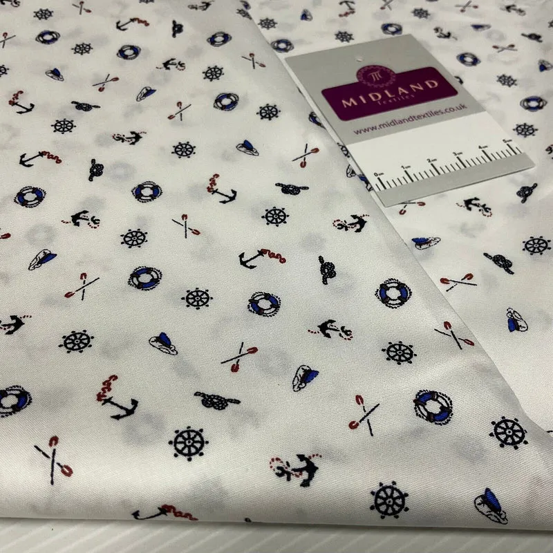 Harbour Salior Anchor Cotton Poplin dress Fabric sold by the meter M1921