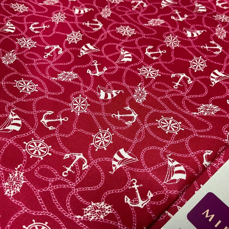 Harbour Salior Anchor Cotton Poplin dress Fabric sold by the meter M1921