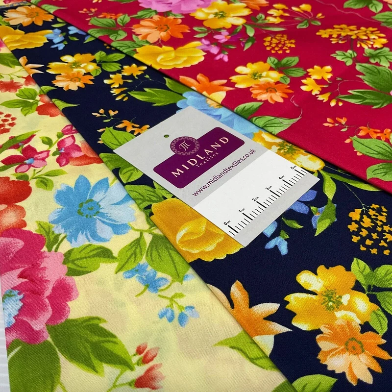 Bold Large Tropical Floral Cotton Poplin dress Fabric Sold by the meter M1918