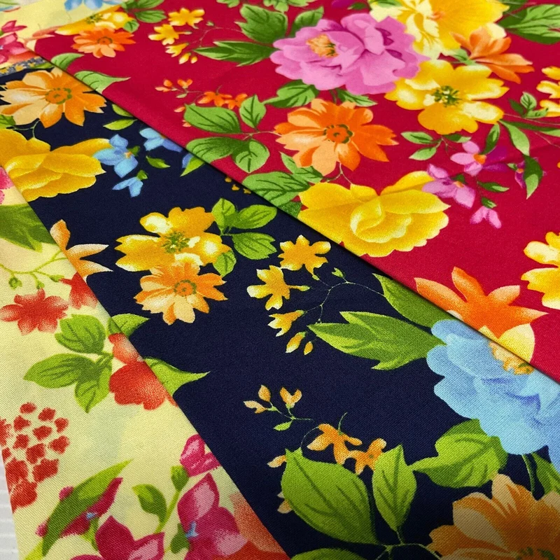 Bold Large Tropical Floral Cotton Poplin dress Fabric Sold by the meter M1918