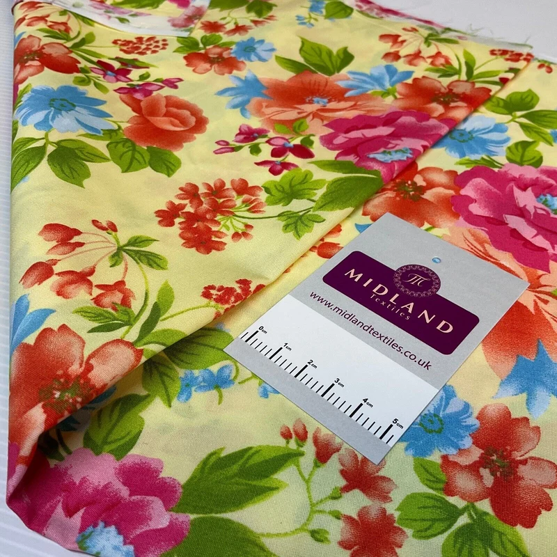 Bold Large Tropical Floral Cotton Poplin dress Fabric Sold by the meter M1918