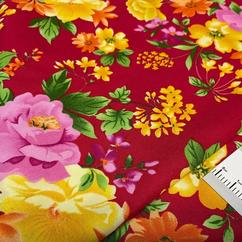 Bold Large Tropical Floral Cotton Poplin dress Fabric Sold by the meter M1918