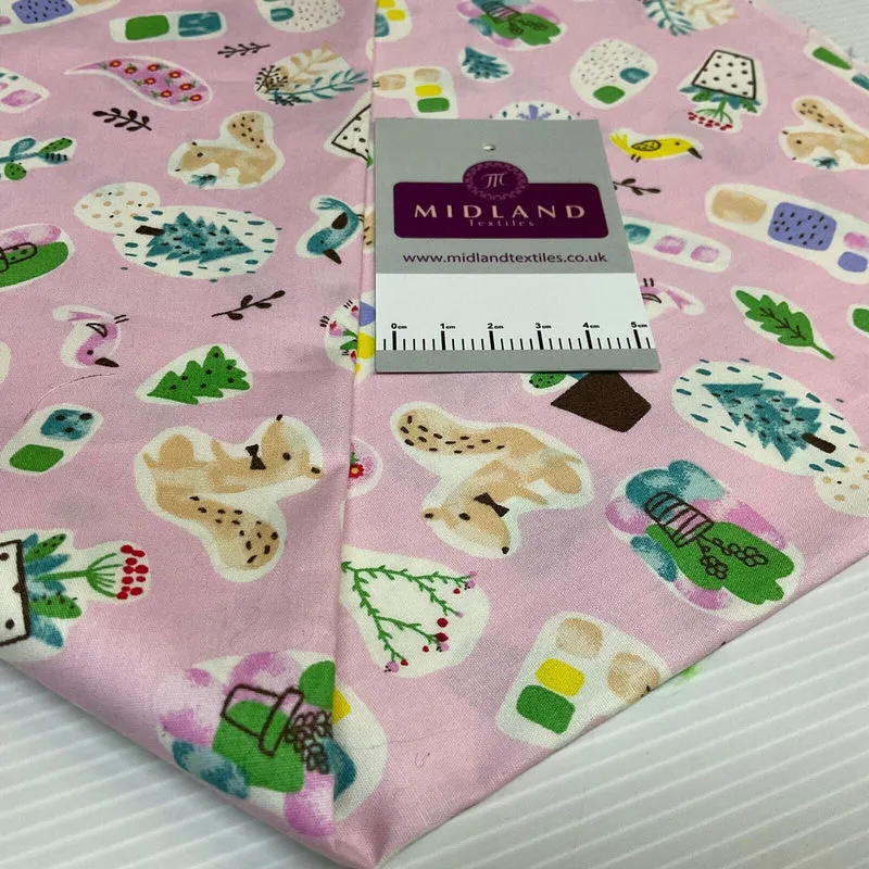 Novelty Flower Pot Wildlife Cotton Poplin dress Fabric sold by the meter M1924