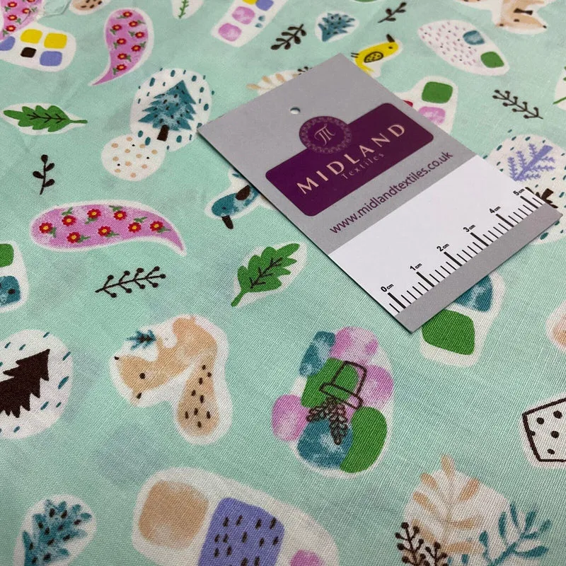 Novelty Flower Pot Wildlife Cotton Poplin dress Fabric sold by the meter M1924