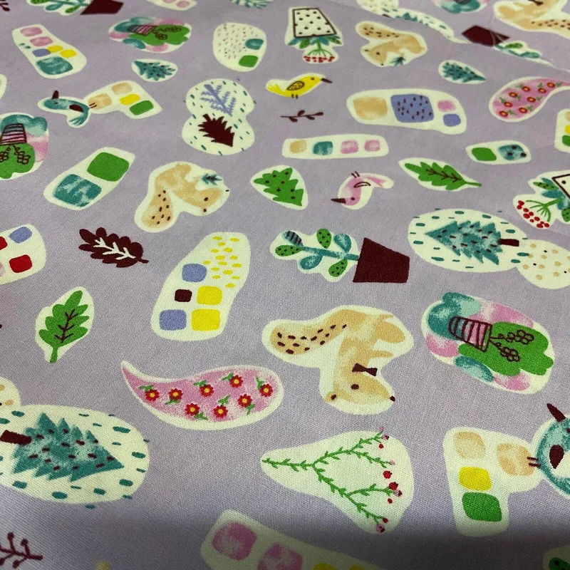 Novelty Flower Pot Wildlife Cotton Poplin dress Fabric sold by the meter M1924