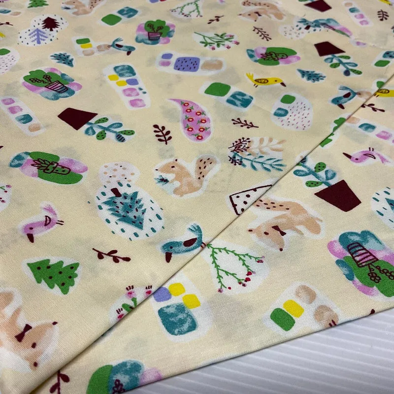 Novelty Flower Pot Wildlife Cotton Poplin dress Fabric sold by the meter M1924