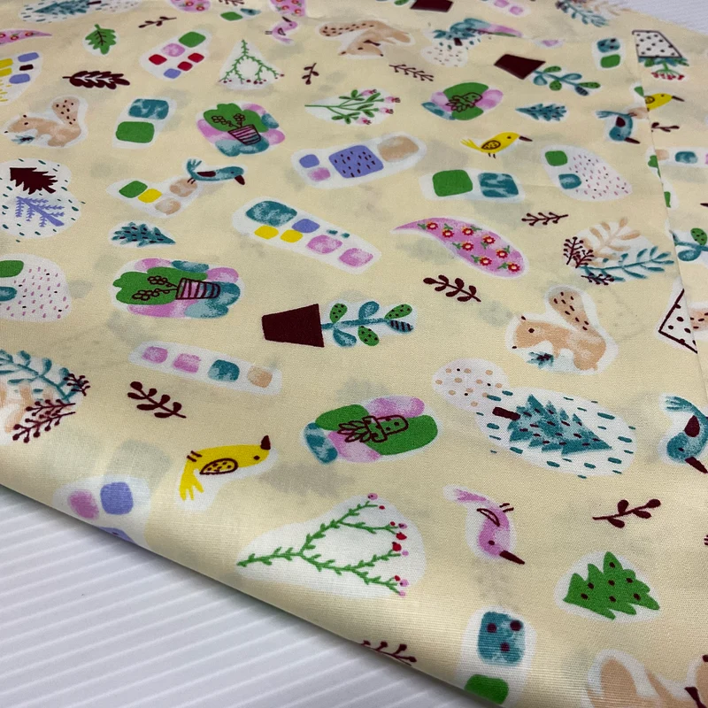 Novelty Flower Pot Wildlife Cotton Poplin dress Fabric sold by the meter M1924