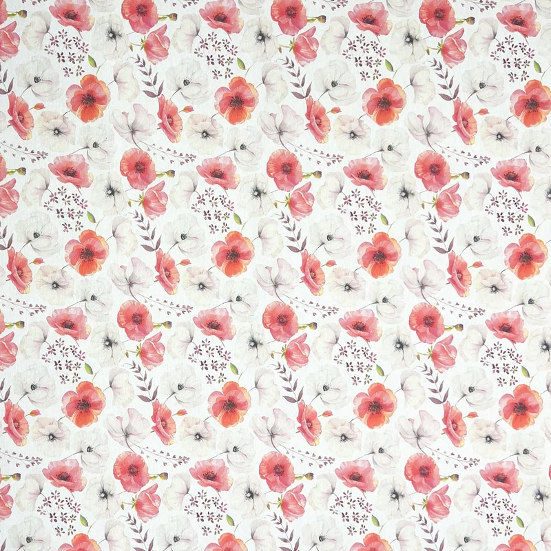 Jacquard Tischdecke aus beschichteter Baumwolle mit Fleckenschutz MABEL Mohn Blüten eckig rund oval