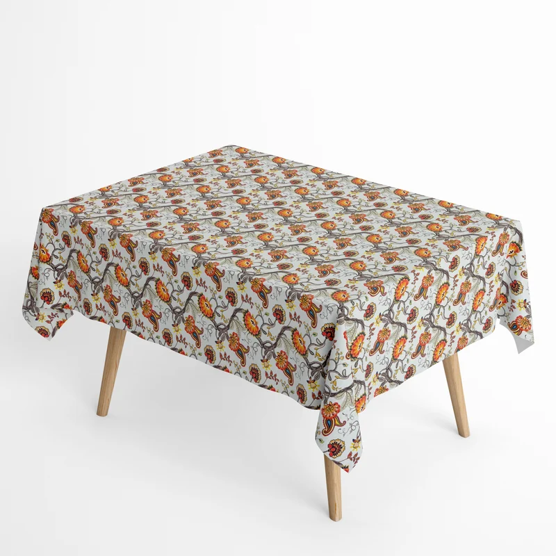 Jacquard Tischdecke aus beschichteter Baumwolle mit Fleckenschutz ARCHIE601 beige im Boho-Stil eckig rund oval