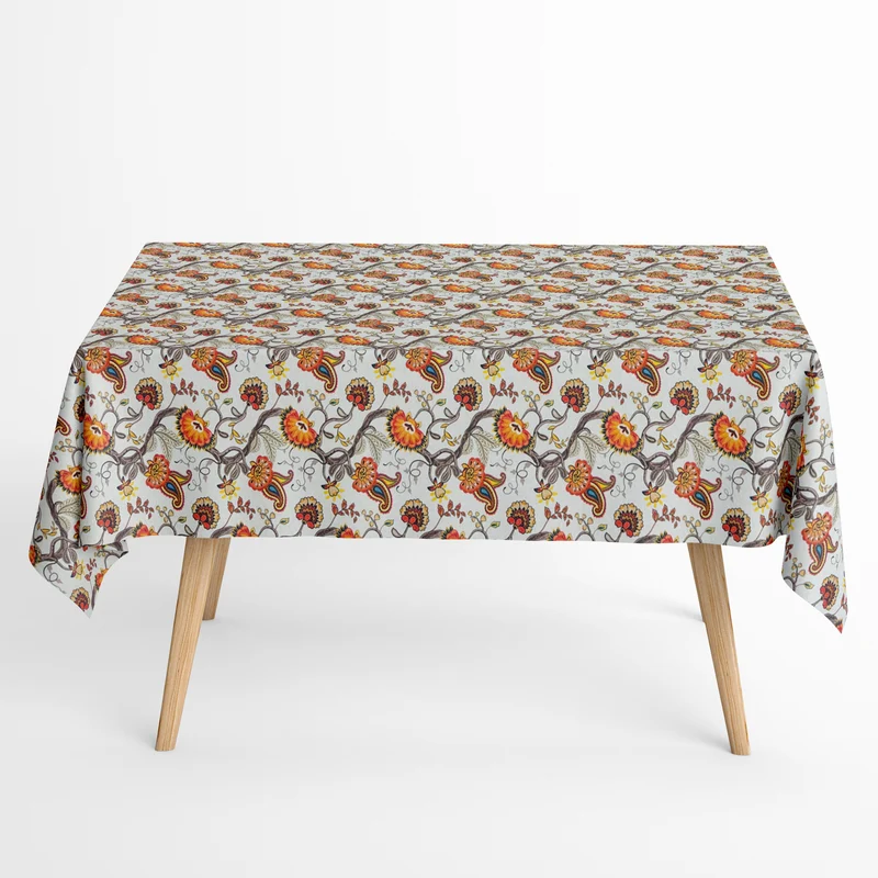 Jacquard Tischdecke aus beschichteter Baumwolle mit Fleckenschutz ARCHIE601 beige im Boho-Stil eckig rund oval