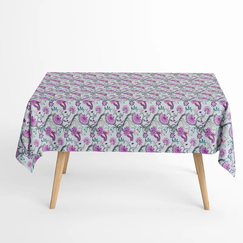 Jacquard Tischdecke aus beschichteter Baumwolle mit Fleckenschutz ARCHIE101 hellblau im Boho-Stil eckig rund oval