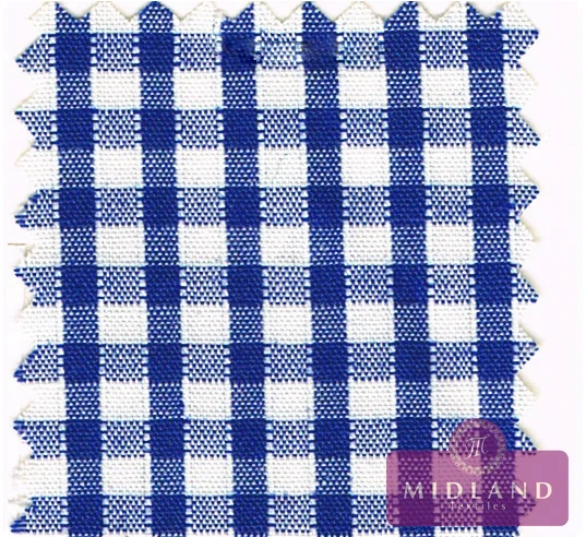 30m Roll 1/8" Gingham Polycotton Fabric 44" Dress Craft M23 Midtex
