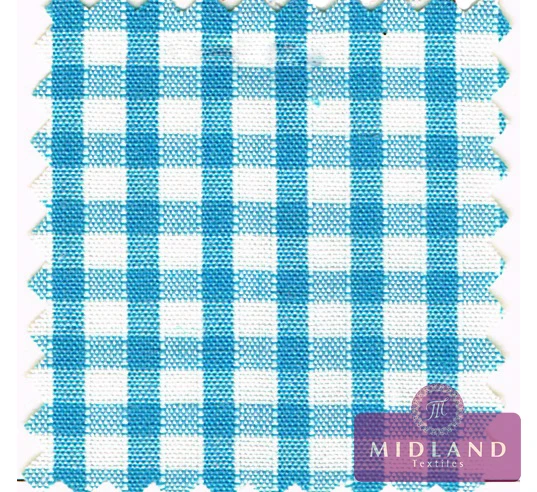 30m Roll 1/8" Gingham Polycotton Fabric 44" Dress Craft M23 Midtex