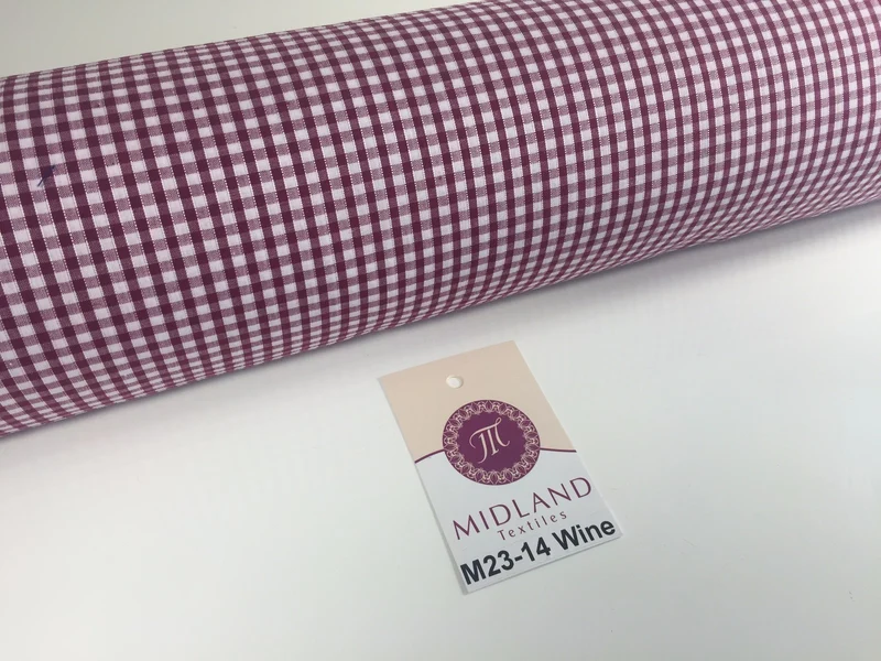 30m Roll 1/8" Gingham Polycotton Fabric 44" Dress Craft M23 Midtex