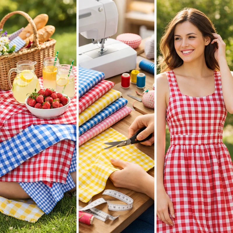 Classic 1/8" Gingham Polycotton Fabric - 12 Vibrant Colors (44" Wide) M23