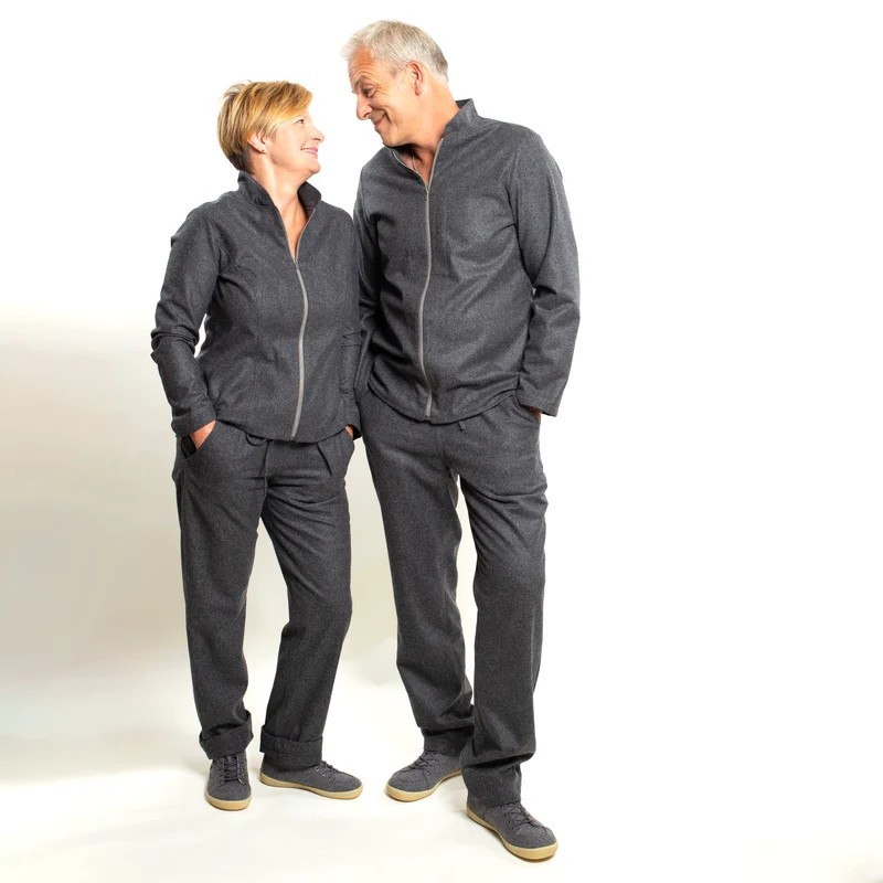 Feinloden-Bluse aus Schurwolle | Anthrazit
