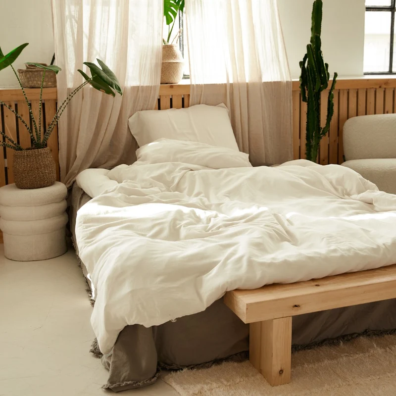 Baumwollsatin Bettwäsche Bundle in Creme - Sono Off White