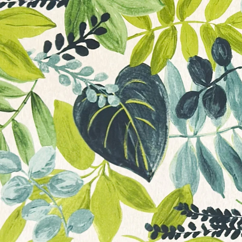 Jacquard Tischdecke aus beschichteter Baumwolle mit Fleckenschutz CAIMAN VERDE grün Dschungel Blätter eckig rund oval