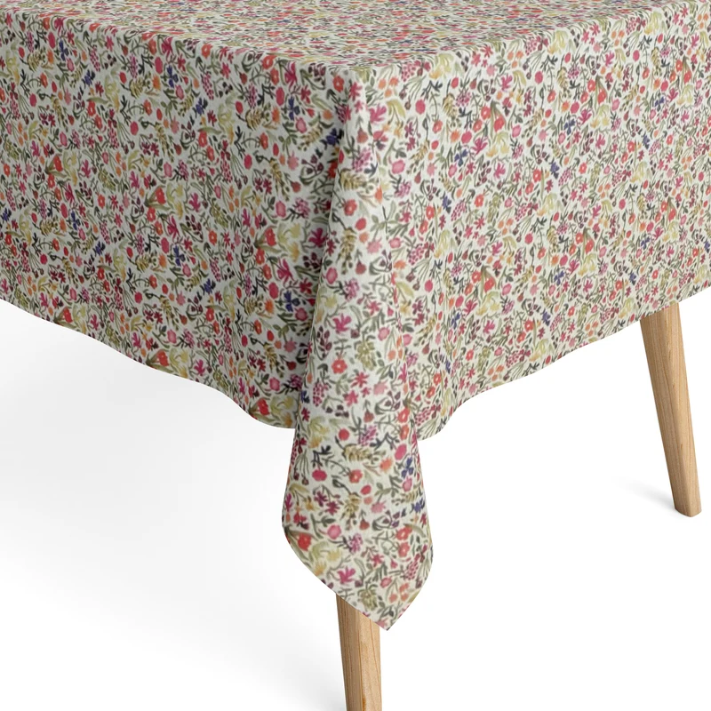 Jacquard Tischdecke beschichtete Baumwolle Übergröße 160 cm Breite DP562 bunte Blumenwiese eckig rund oval