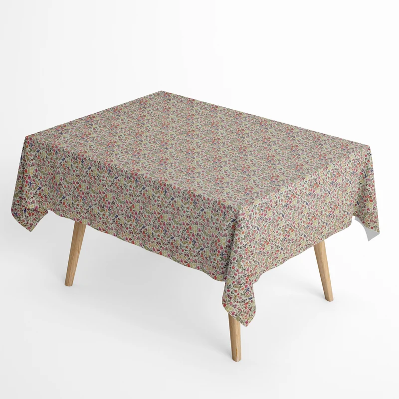 Jacquard Tischdecke beschichtete Baumwolle Übergröße 160 cm Breite DP562 bunte Blumenwiese eckig rund oval