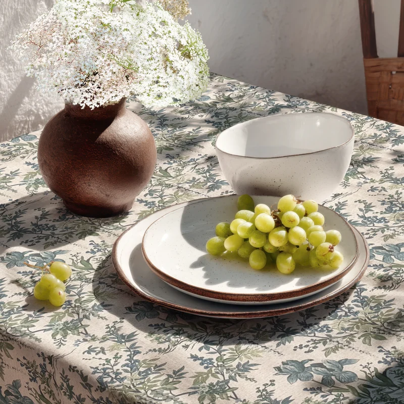 Jacquard Tischdecke beschichtete Baumwolle Übergröße 160 cm Breite DP553 blaue Blüten Blätter eckig rund oval