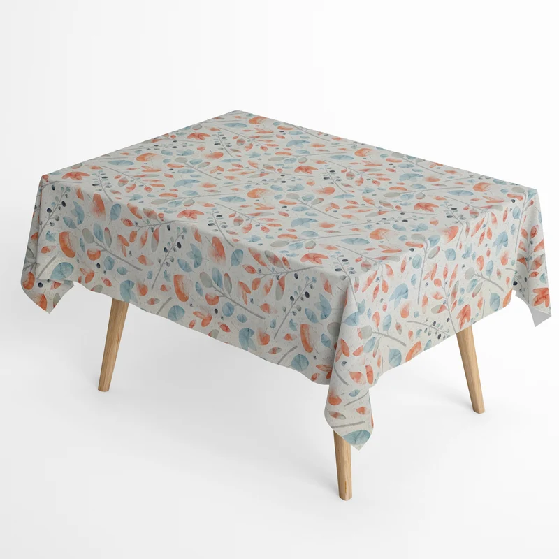 Jacquard Tischdecke beschichtete Baumwolle Übergröße 160 cm Breite DP549 pastellfarbene Blätter eckig rund oval