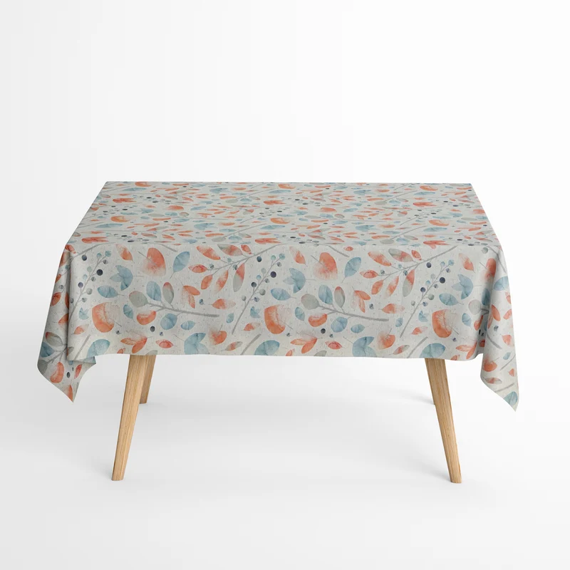 Jacquard Tischdecke beschichtete Baumwolle Übergröße 160 cm Breite DP549 pastellfarbene Blätter eckig rund oval