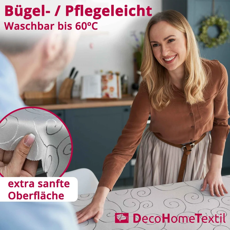 Kringel Ornamente Tischdecke Nougat eckig