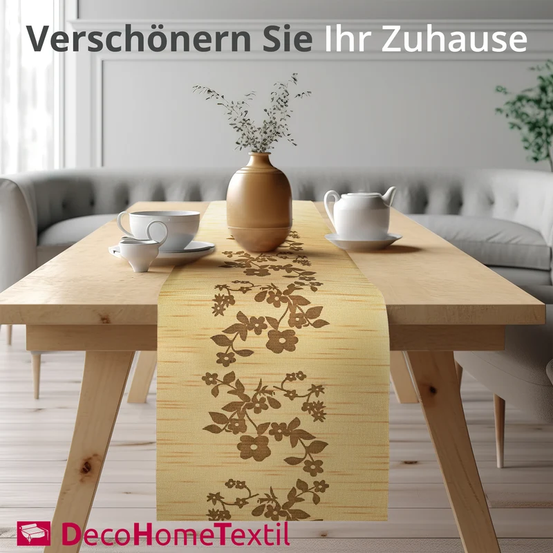 Miami Tischläufer Sunrise Floral mokka beige