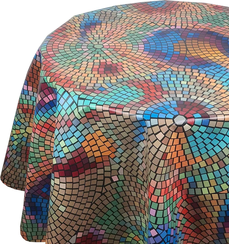 Wachstuch Mosaik Bunt Steine rund / oval