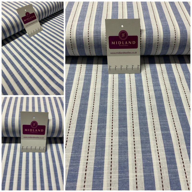 Blue Cotton Yarn Dyed Stipped stripe Dress Fabric M1877