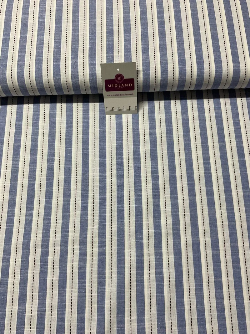 Blue Cotton Yarn Dyed Stipped stripe Dress Fabric M1877