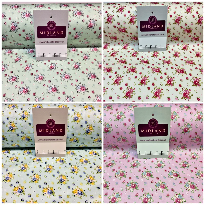 Summer vintage style chic floral Cotton Poplin dress Fabric Sold per Metre M1862