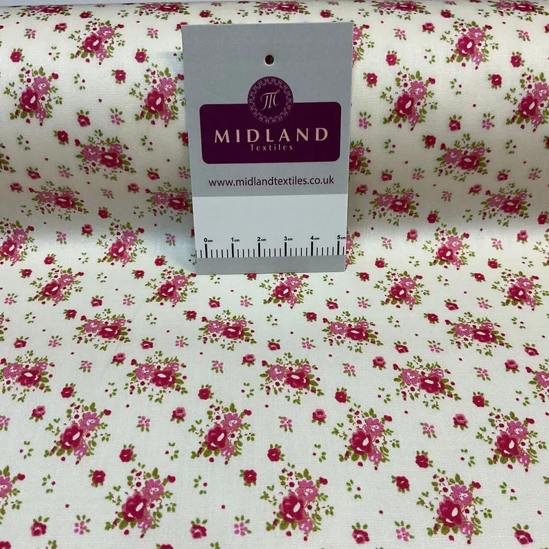 Summer vintage style chic floral Cotton Poplin dress Fabric Sold per Metre M1862