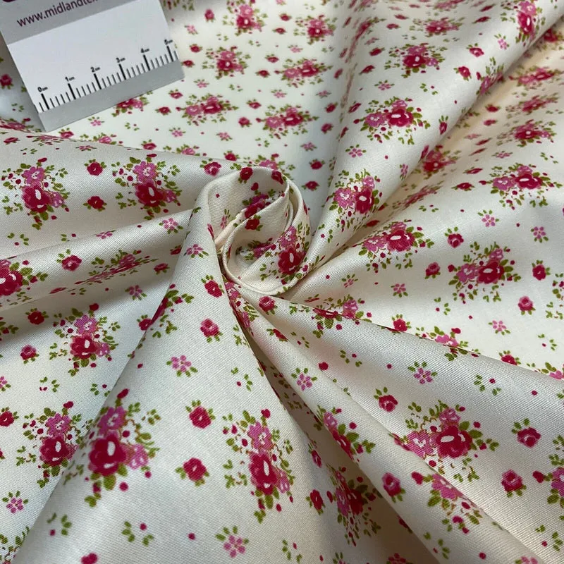 Summer vintage style chic floral Cotton Poplin dress Fabric Sold per Metre M1862