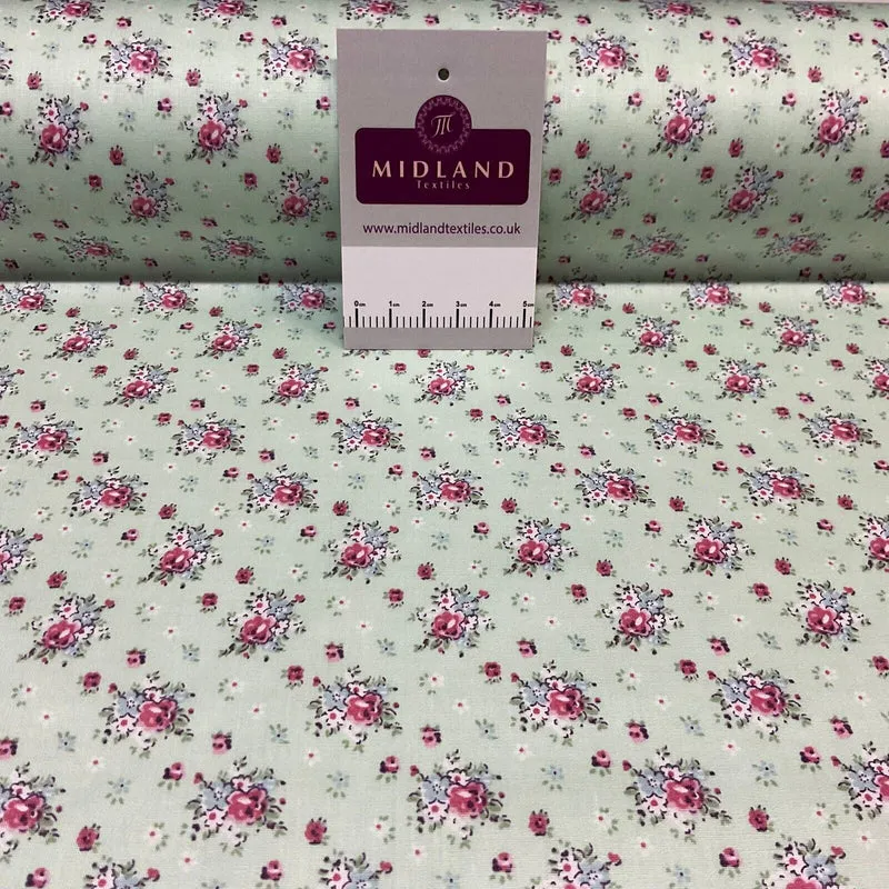Summer vintage style chic floral Cotton Poplin dress Fabric Sold per Metre M1862