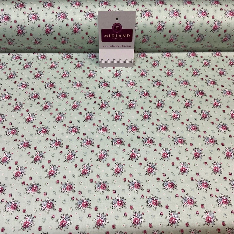 Summer vintage style chic floral Cotton Poplin dress Fabric Sold per Metre M1862