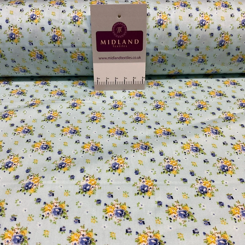 Summer vintage style chic floral Cotton Poplin dress Fabric Sold per Metre M1862