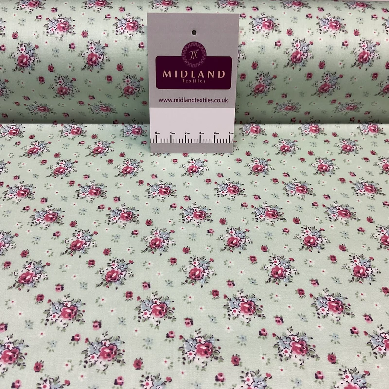 Summer vintage style chic floral Cotton Poplin dress Fabric Sold per Metre M1862