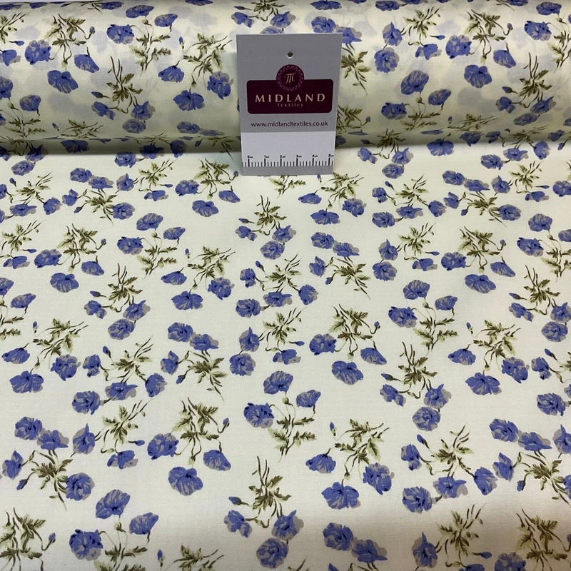 Summer vintage style Cream floral Cotton Poplin dress Fabric Sold by Metre M1864