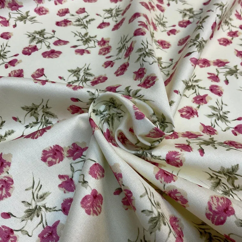 Summer vintage style Cream floral Cotton Poplin dress Fabric Sold by Metre M1864