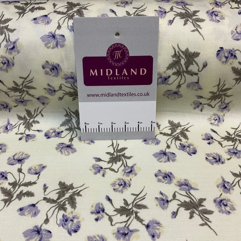 Summer vintage style Cream floral Cotton Poplin dress Fabric Sold by Metre M1864