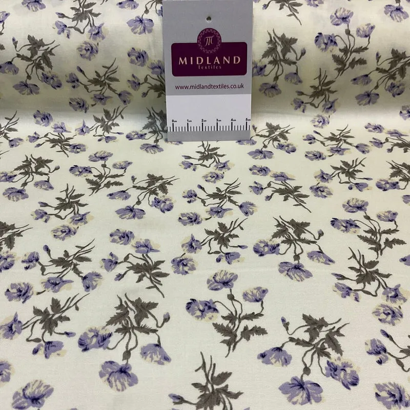 Summer vintage style Cream floral Cotton Poplin dress Fabric Sold by Metre M1864