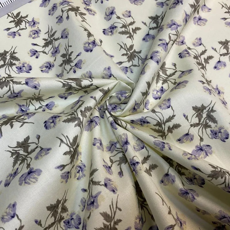 Summer vintage style Cream floral Cotton Poplin dress Fabric Sold by Metre M1864