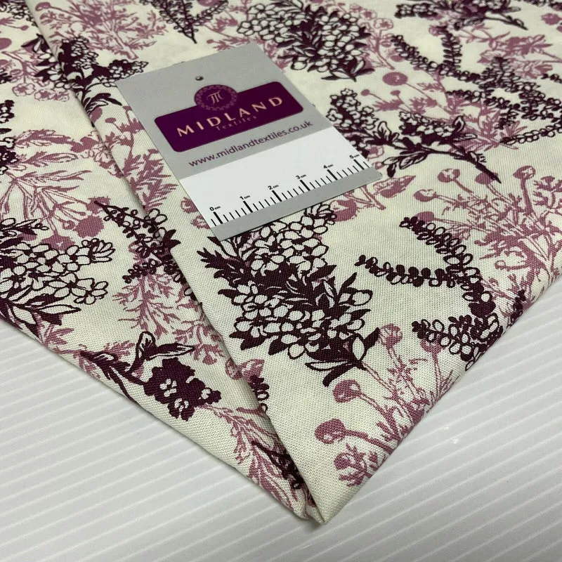Floral Autumn Leaves Stof Crafting 100% Cotton Fabric Sold by Metre M1927