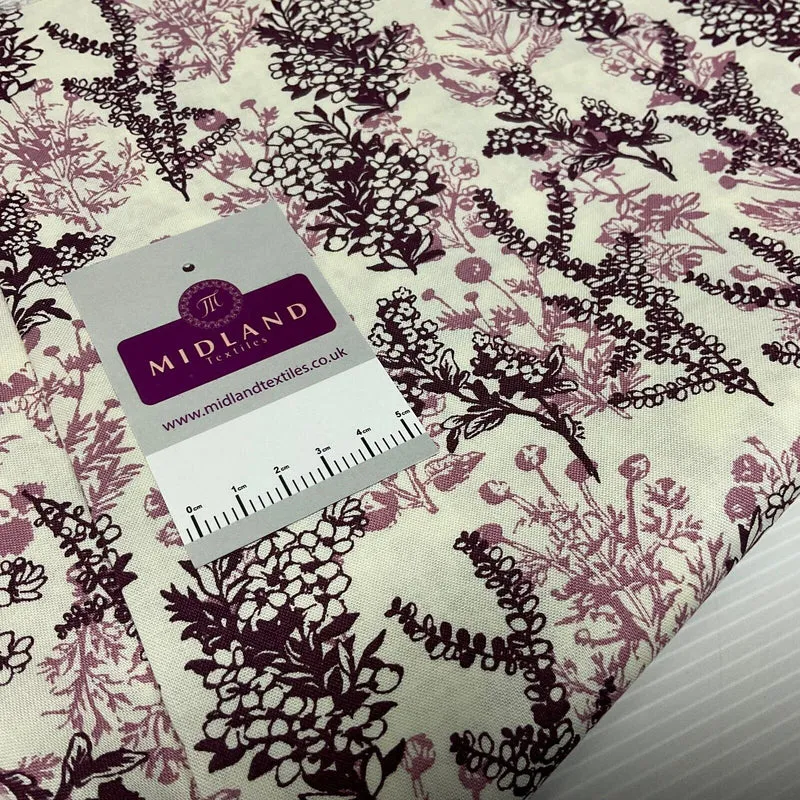 Floral Autumn Leaves Stof Crafting 100% Cotton Fabric Sold by Metre M1927
