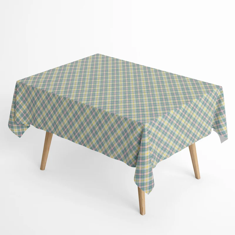 Jacquard Tischdecke aus beschichteter Baumwolle mit Fleckenschutz MATREN Karo kariert pastelfarben eckig rund oval