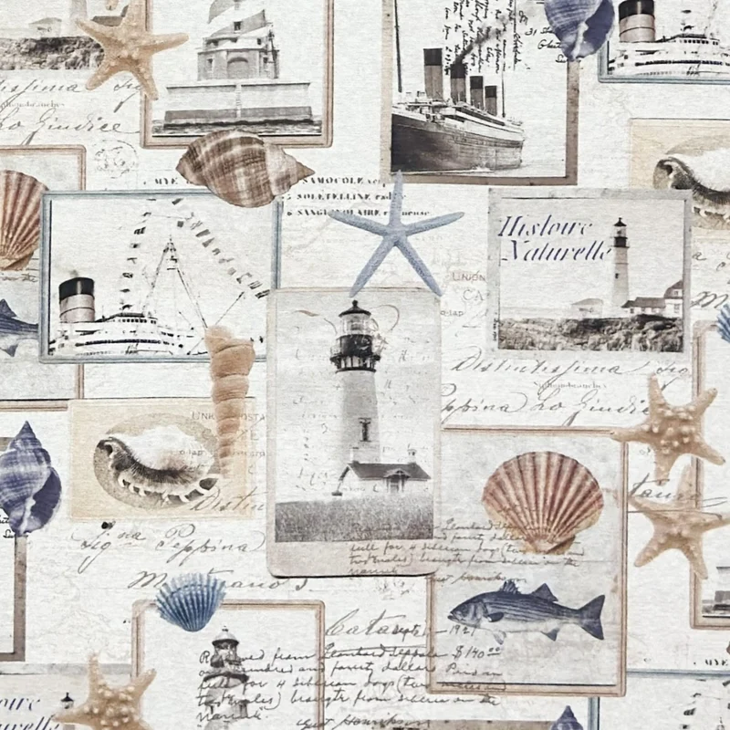 Jacquard Tischdecke aus beschichteter Baumwolle mit Fleckenschutz CRUE Titanic Leuchtturm maritim eckig rund oval