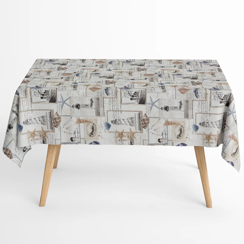Jacquard Tischdecke aus beschichteter Baumwolle mit Fleckenschutz CRUE Titanic Leuchtturm maritim eckig rund oval