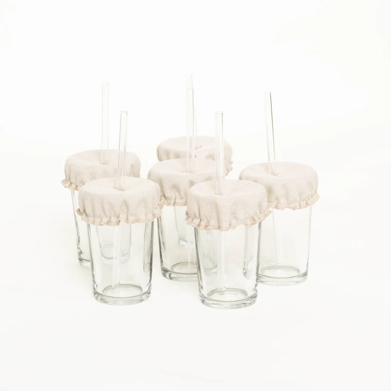 Glasabdeckungen aus Leinen | 6er-Set